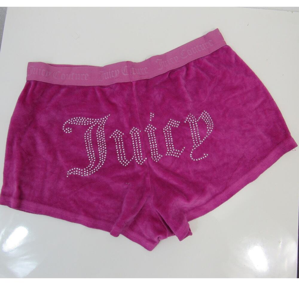 Juicy Couture Medium Hot Pink Velour Shorts Juicy Rhinestone Booty Preppy Lounge